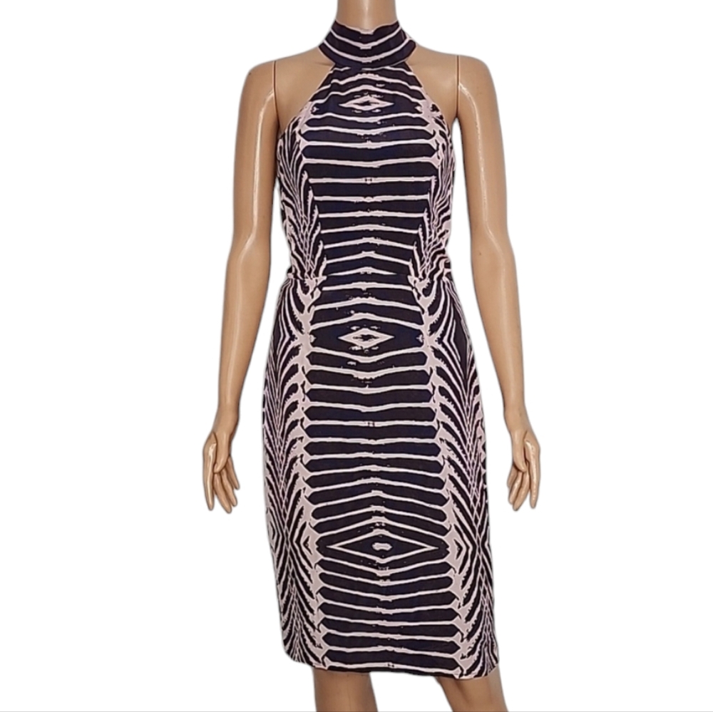 Anthropologie‎ Charlie Jade Pink/brown Silk dress Sleeveless mock neck Size SP